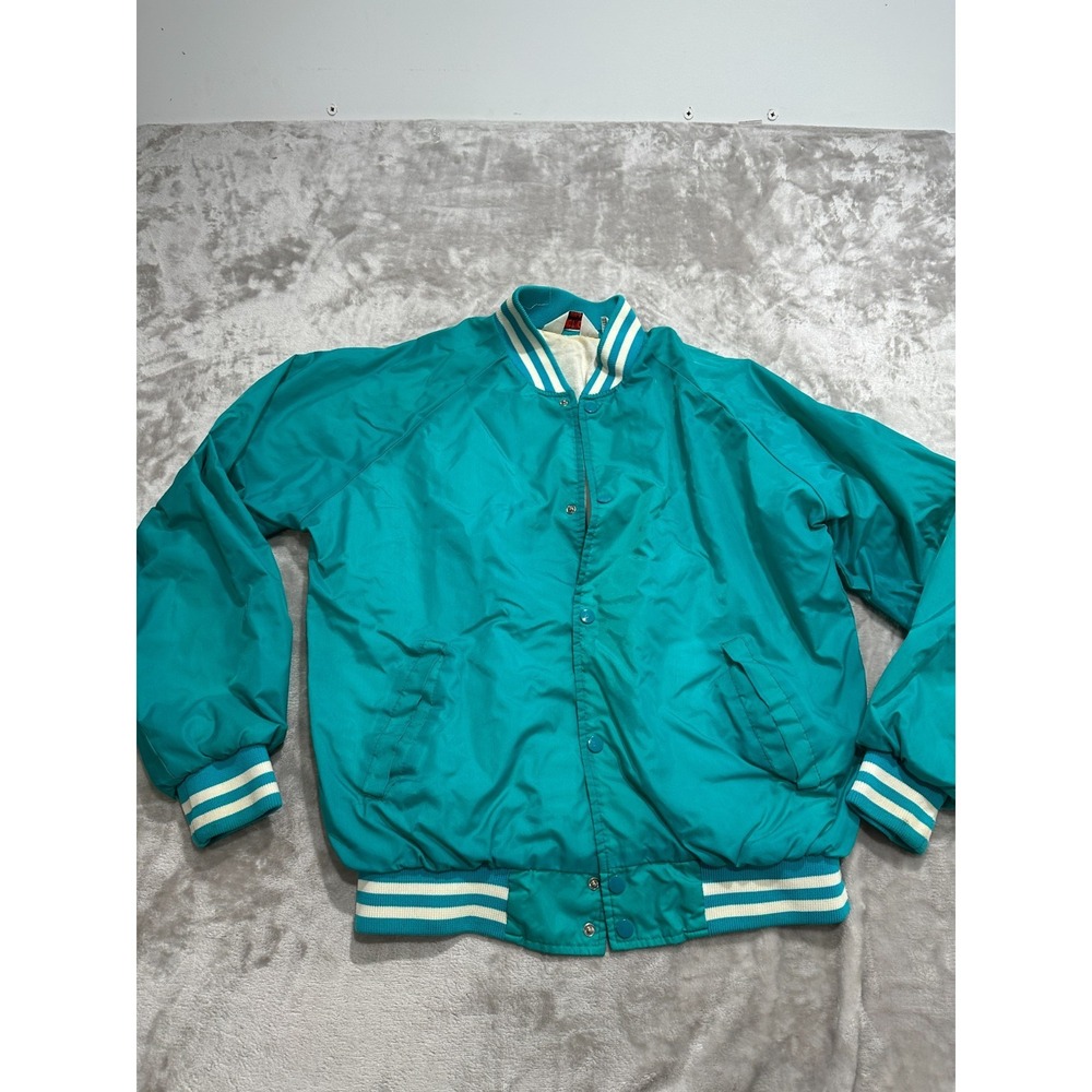 Vintage 80s 90s Action Windbreaker Jacket Teal Varsity Bomber Mens Size‎ Large
